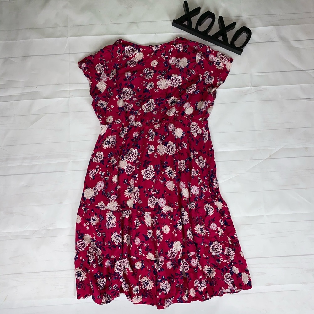 Torrid Pink Floral Short Sleeve Dress 2 - Picture 7 of 12